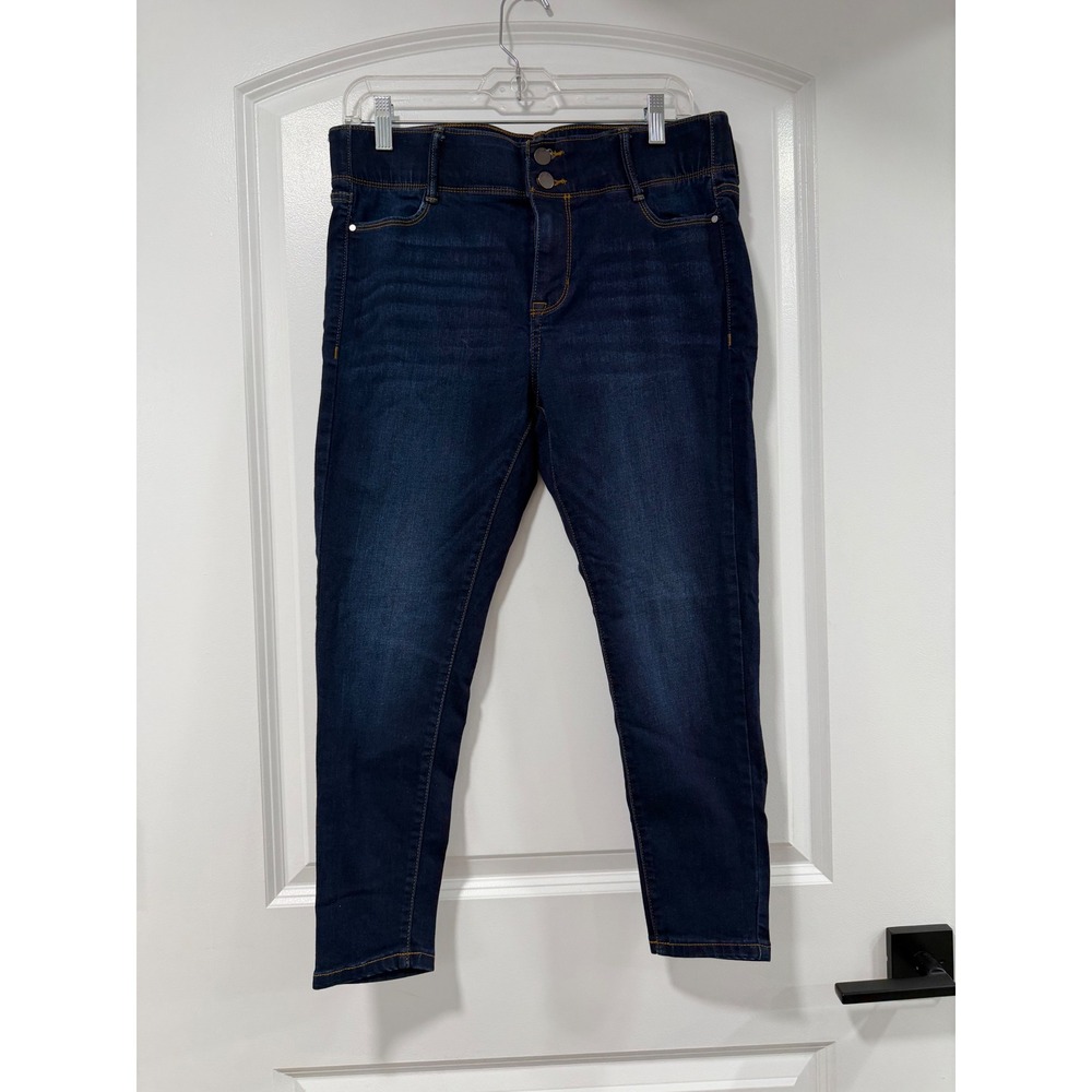 Apt. 9 Womens 12PS Dark Wash Skinny Jeans Petite Double Button Comfort Waistband